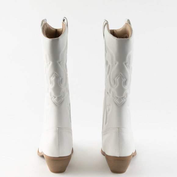NEW Pointed Toe Embroidered Cowboy Cowgirl Western Mid-Calf High Boot Block Heel - Picture 10 of 10